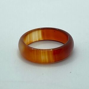 Vtg Banded Agate Simple Curved Band Ring Minimalist Style Sz 6.75